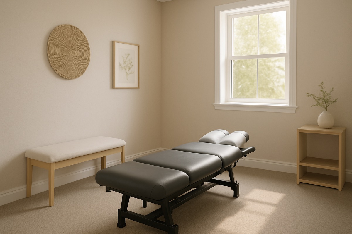 Treatment room with a chiropractic adjustment table at a North Fort Myers family wellness clinic